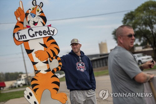 미국 미시간주 켈로그 공장에서 파업에 참가한 노동자들[AP 연합뉴스 자료사진]